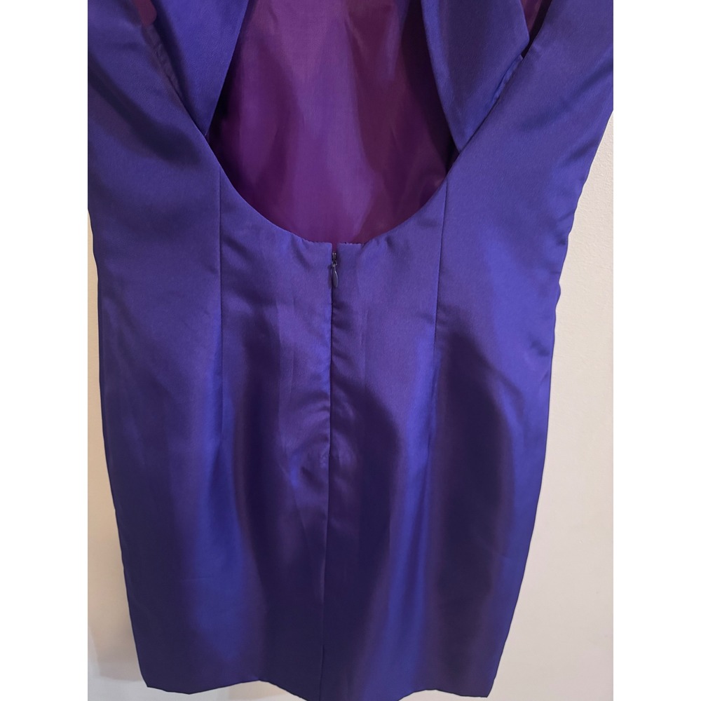 Vintage En Francais Huey Waltzer Purple Satin Cocktail Dress Pearl Detail Sz 8 - Picture 5 of 9